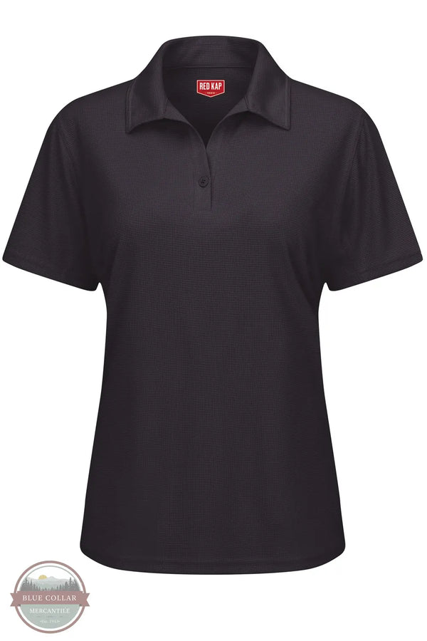 Red Kap SK91BK Women's Short Sleeve Performance Knit Flex Series Pro Polo in Black front view
