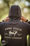 Hooey RH2602DKBR Charbray Rank Stock Hoodie in Dark Brown back print shown on model