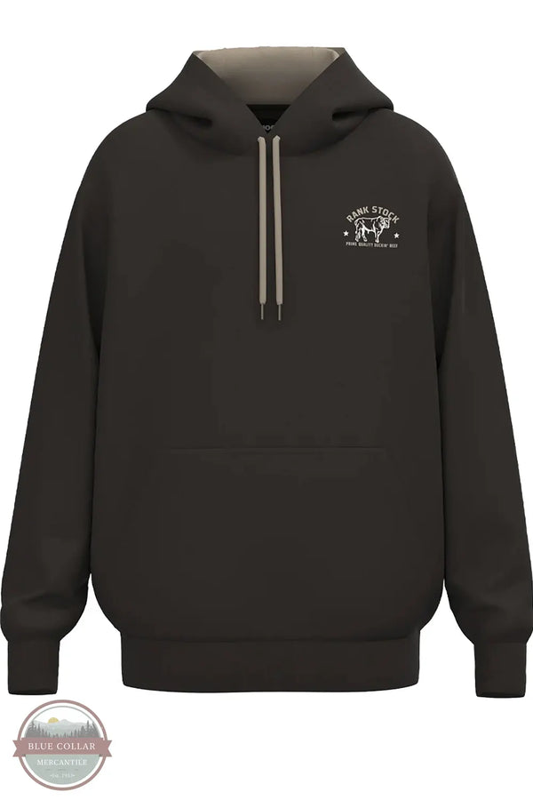 Hooey RH2602DKBR Charbray Rank Stock Hoodie in Dark Brown front pocket print shown on product