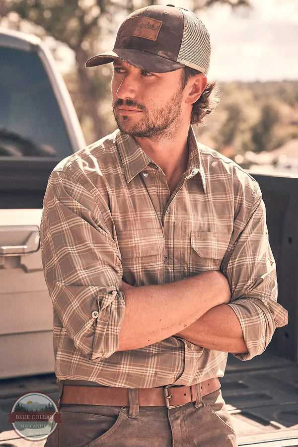 Wrangler Riggs Workwear Technical All Season Shirt in Dark Khaki Plaid 112374635
