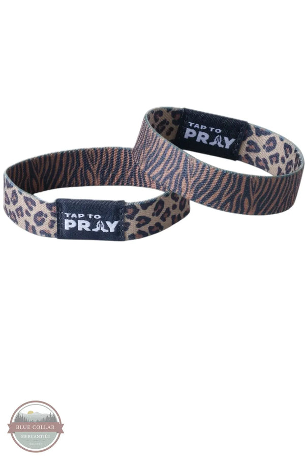 Versible's Safari Leopard Tap To Pray® Wristband both reversible sides shown
