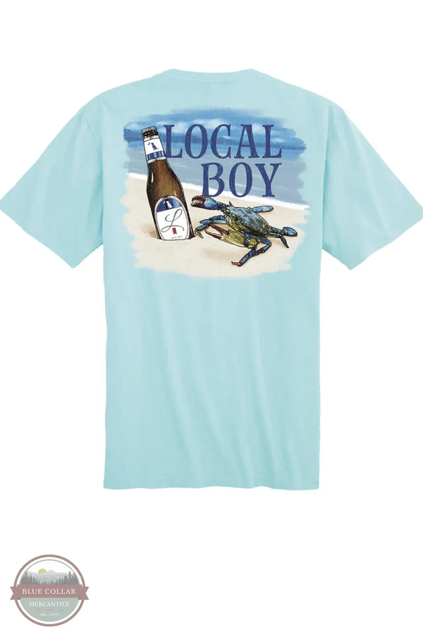 Local Boy Outfitters L1000712-AQU Sandy Crab T-Shirt in Aqua Blue back imprint area