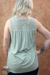 North River Apparel NRL1411-AQUGY NRL1411 Saratoga Crochet Sleeveless Tank Top Back View