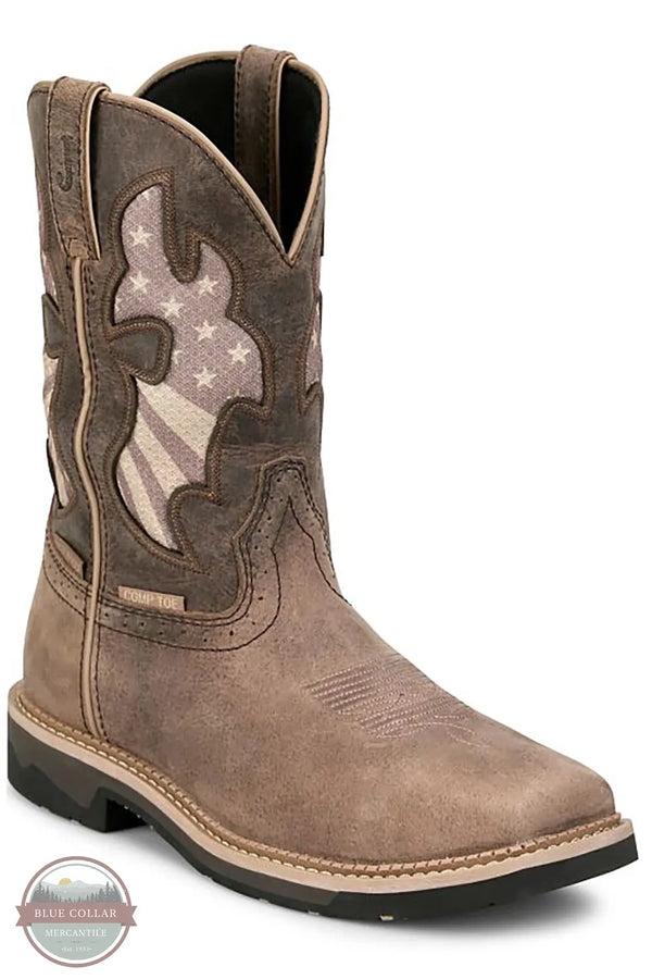 Justin SE4139 Bolt Antique Brown Water Buffalo Square Composite Toe Work Boot in Antique Brown main image of boot