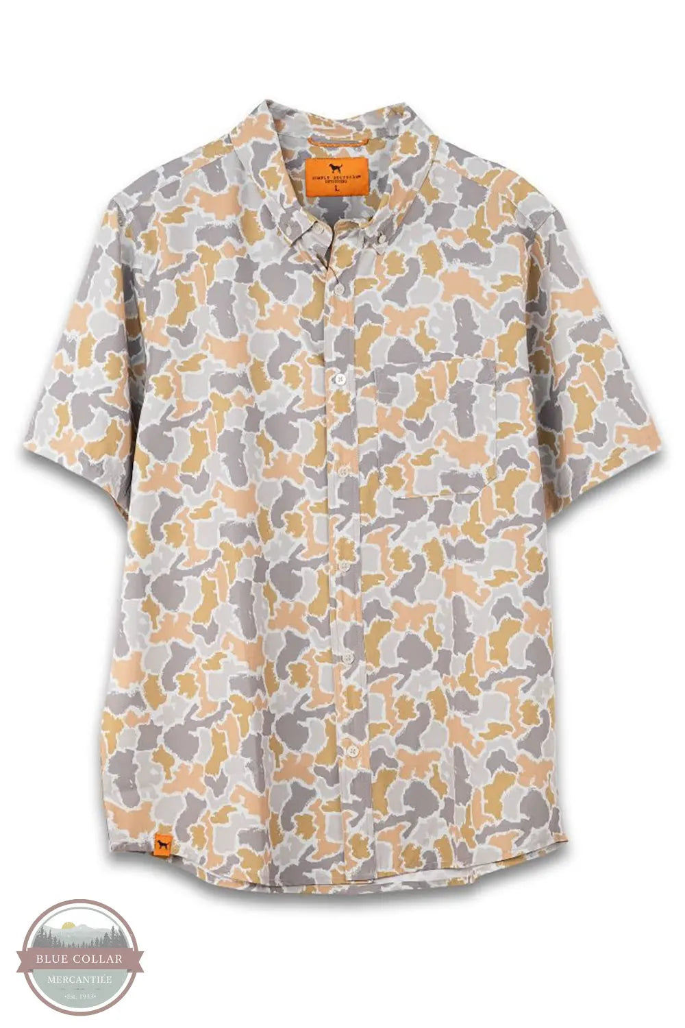 Simply Southern 0126-MN-TOP-CSTL-GRNCMO Camo Short Sleeve Button Down Shirt