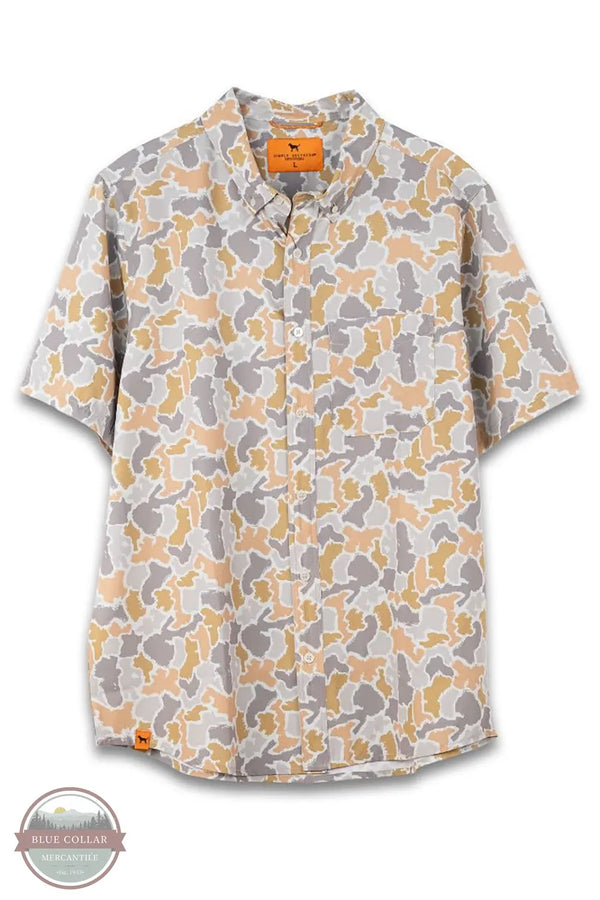 Simply Southern 0126-MN-TOP-CSTL-GRNCMO Camo Short Sleeve Button Down Shirt