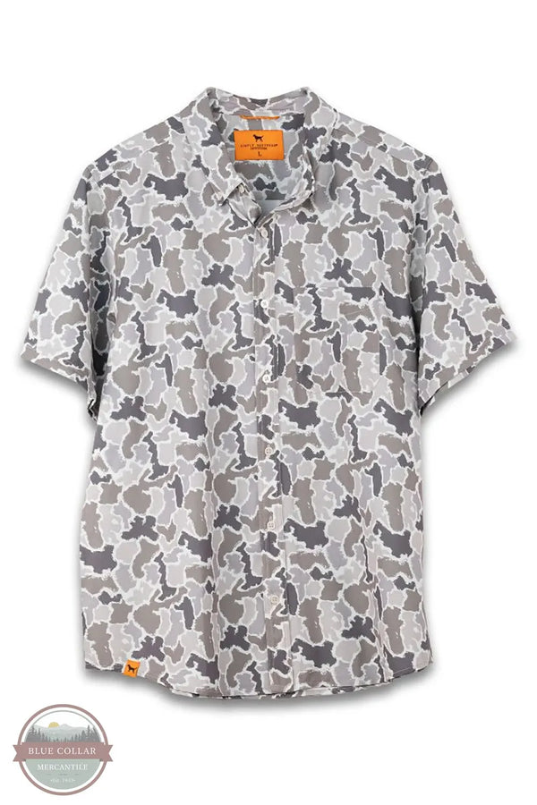 Simply Southern 0126-MN-TOP-CSTL-GRYCMO Camo Short Sleeve Button Down Shirt in grey camo