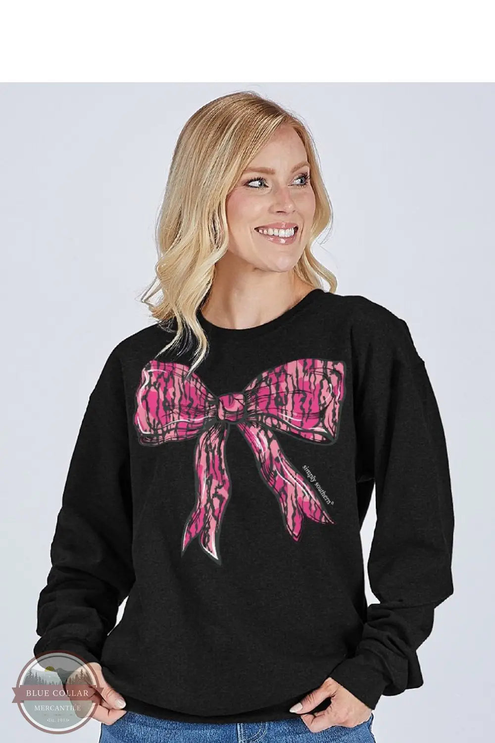 CREW-PINKBARK-BLACK Pink Camo Bow Sweatshirt