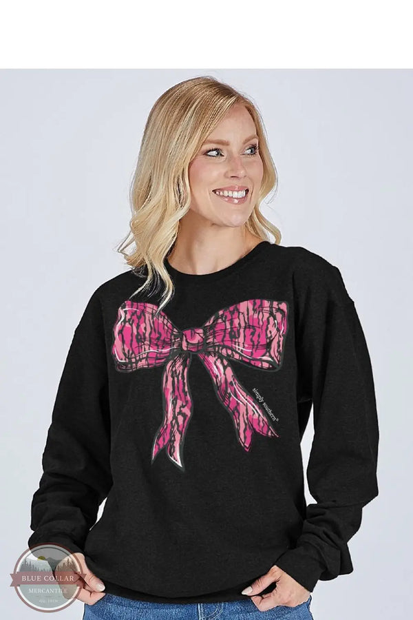 CREW-PINKBARK-BLACK Pink Camo Bow Sweatshirt
