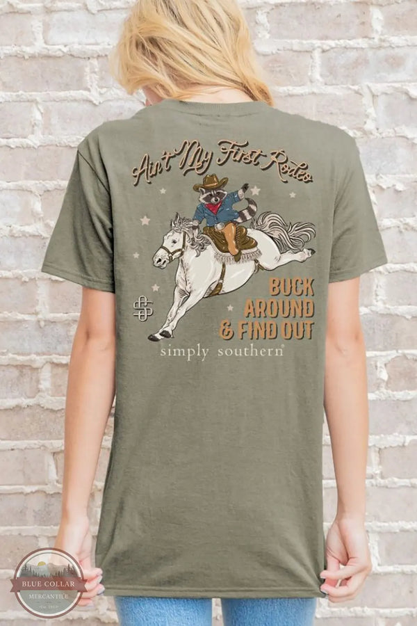 Simply Southern SS-FIRSTRODEO-PRDUST Ain't My First Rodeo Short Sleeve Short in Prairie Dust Green model