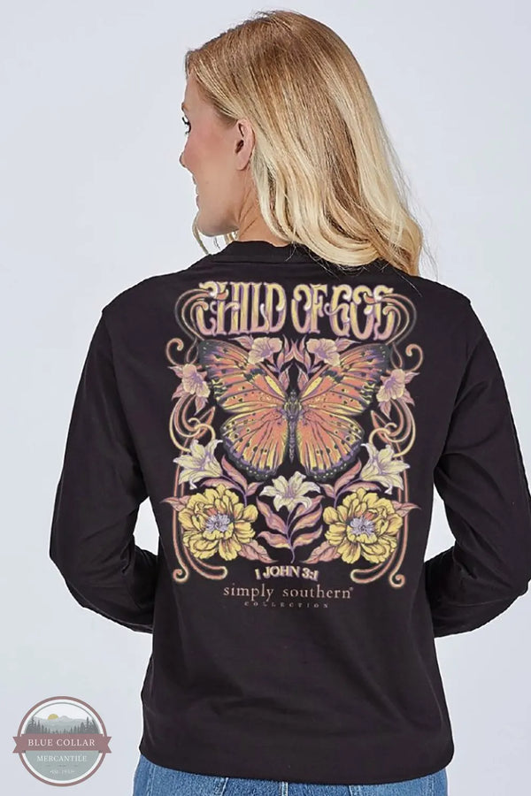 Simply Southern &nbsp;LS-CHILD-BLK "Child of God" Long Sleeve Black T-Shirt back print image