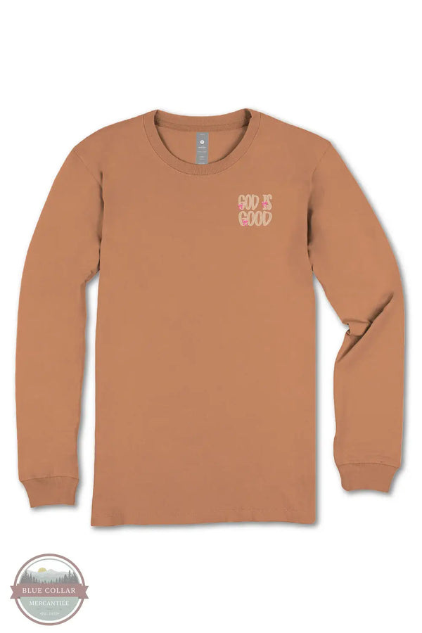 Simply Southern LS-GOD-CHSTNT God Is Good Long Sleeve T-Shirt in Brown, front design