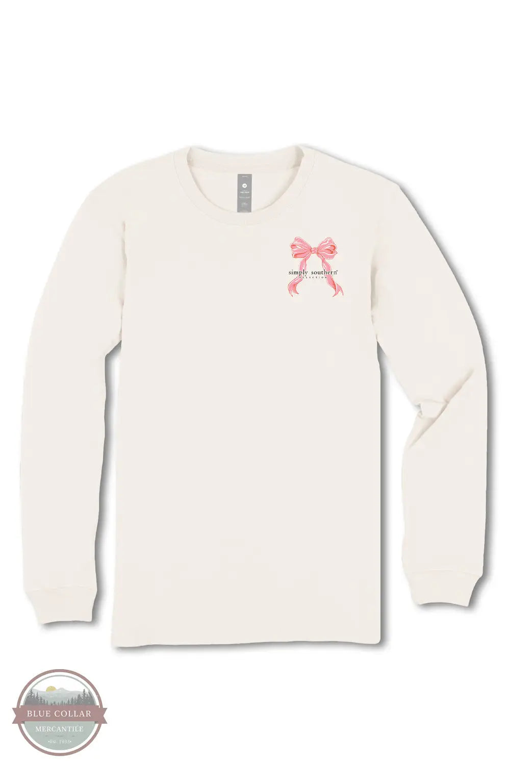 Simply Southern LS-HERD-LINEN Highland Cow Long Sleeve T-Shirt in Cream, front design