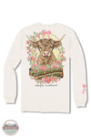 Simply Southern LS-HERD-LINEN Highland Cow Long Sleeve T-Shirt in Cream, rear design