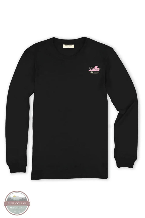 Simply Southern LS-STATE-VA-BLK Virginia Camo Long Sleeve T-Shirt in Black, front design