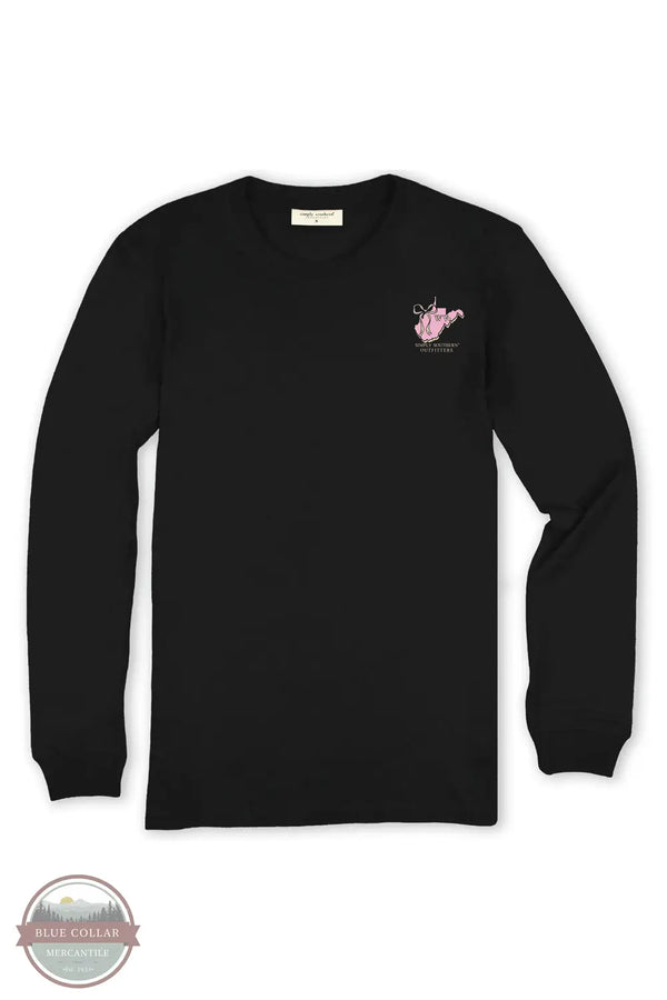 Simply Southern LS-STATE-WV-BLK West Virginia Camo Long Sleeve T-Shirt in Black, front design