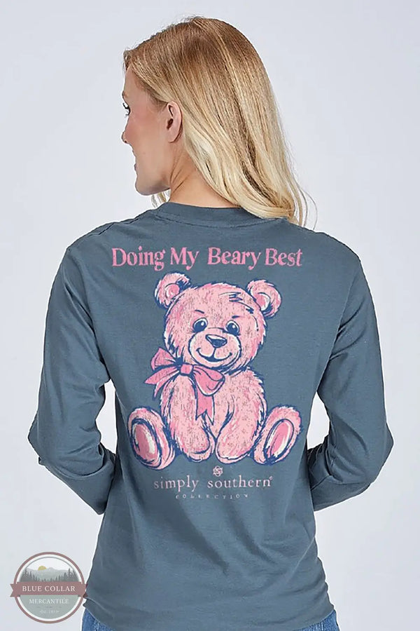 Simply Southern LS-TEDDYBEST-ICELAND Doing My Best Long Sleeve Shirt in Blue, model