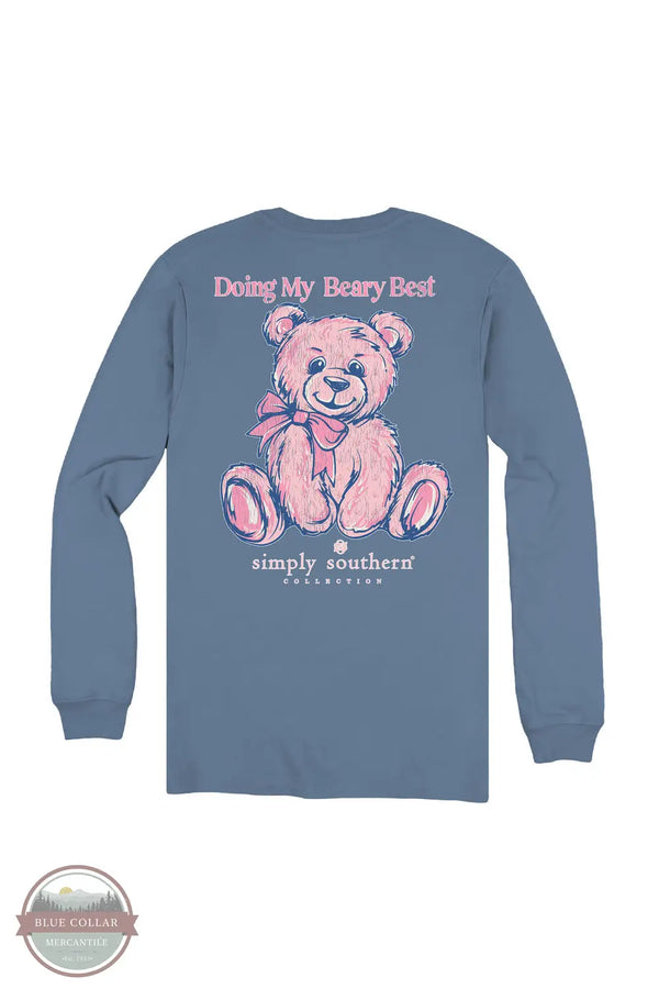 Simply Southern LS-TEDDYBEST-ICELAND Doing My Best Long Sleeve Shirt in Blue, rear