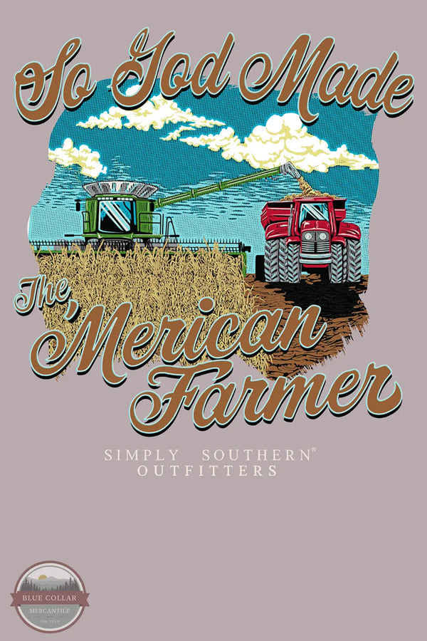 Simply Southern MN-LS-FARMER-DRFTWD So God Made Farmers Long Sleeve Shirt print image