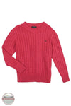 Simply Southern PP-0225-SWTR-EMMA-SALMON Emma Cable Knit Salmon Sweater in Salmon, front flat image
