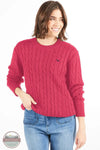 Simply Southern PP-0225-SWTR-EMMA-SALMON Emma Cable Knit Salmon Sweater in Salmon, model front