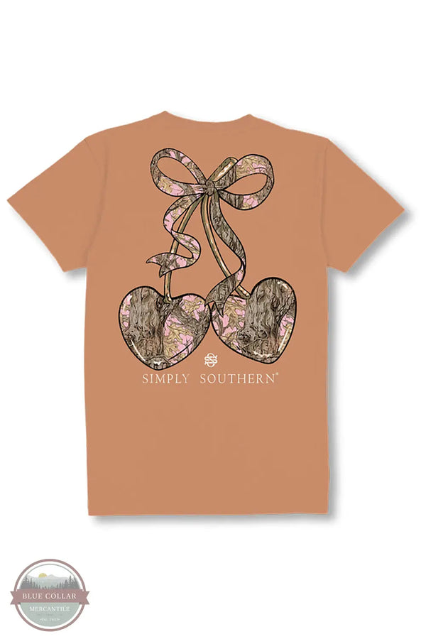 Simply Southern SS-CAMOCHRY-CHSTNT Camo Cherry Short Sleeve Shirt in Chestnut, rear