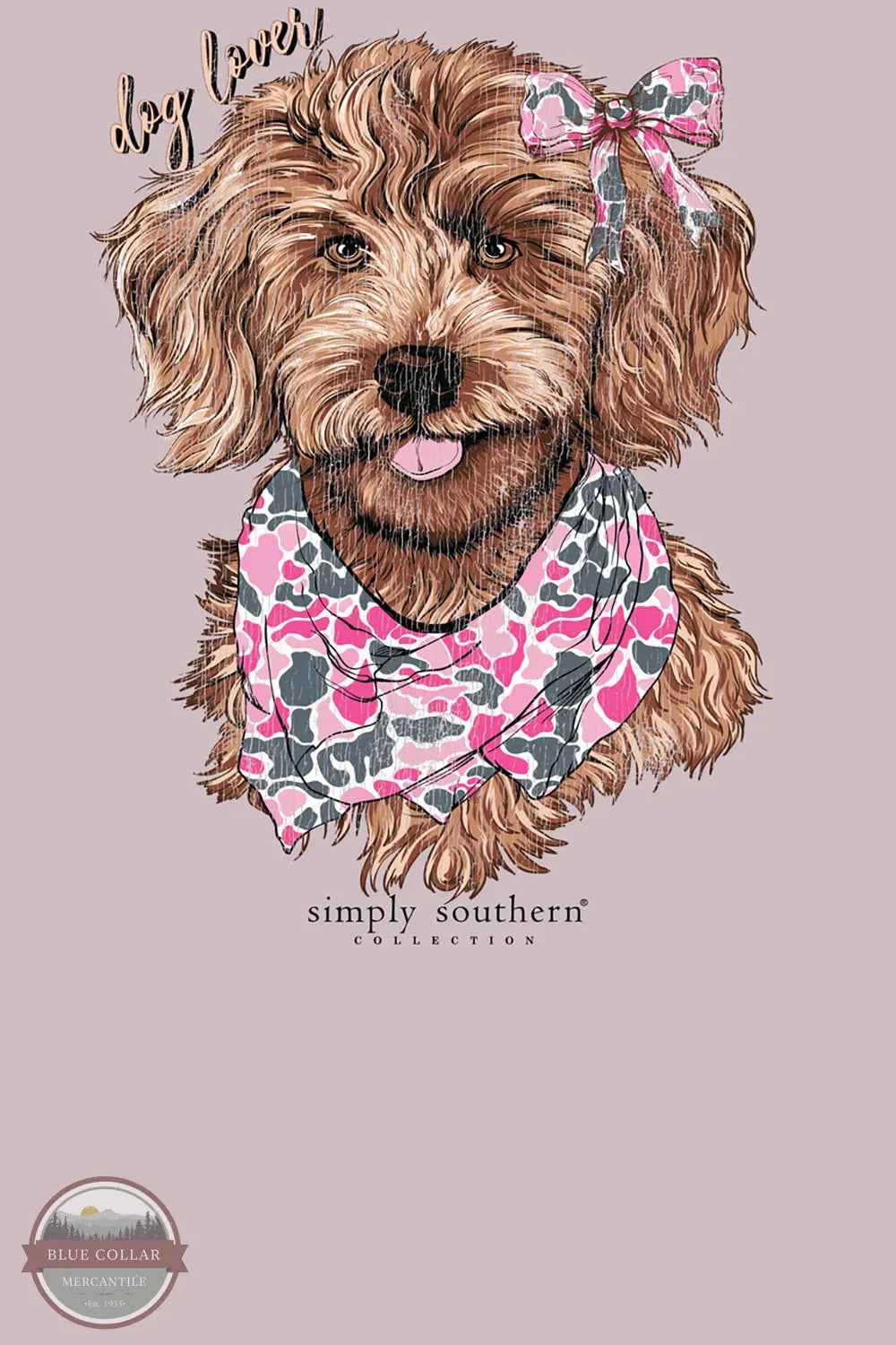 Simply Southern SS-DOGCAMO-DRFTWD Dogg With Camo Bows Short Sleeve T-Shirt main imprint image