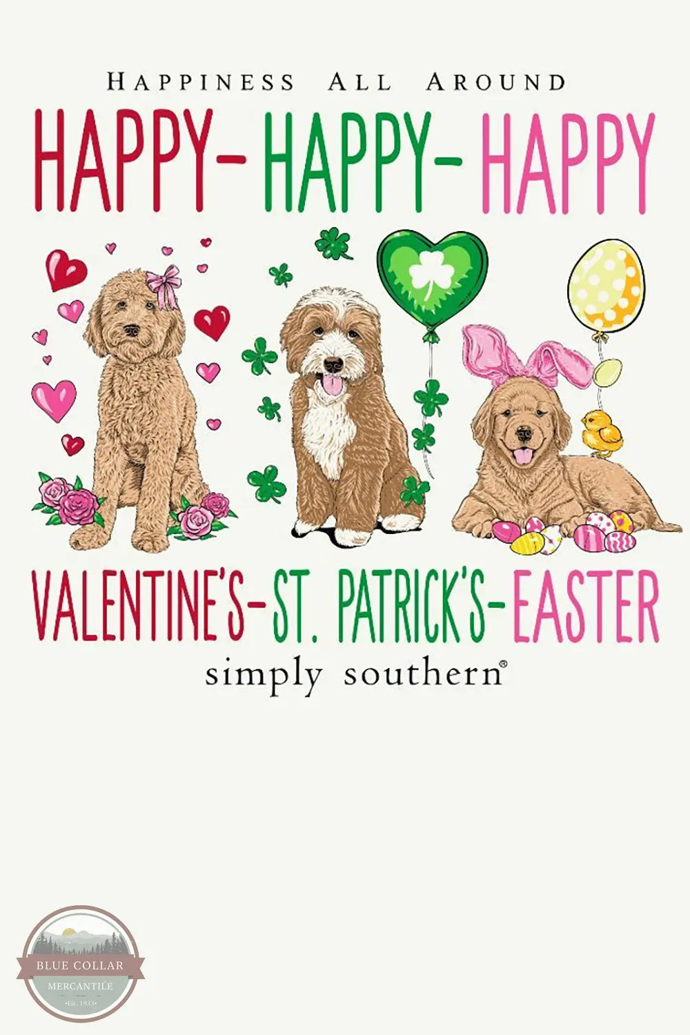 Simply Southern SS-HAPPY-OYSTER Happy Valentines - St. Patrick's- Easter Short Sleeve T-Shirt print image