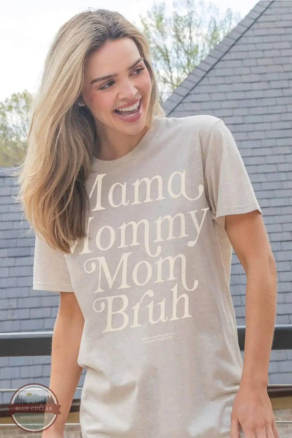 Simply Southern SS-MOMBRUH-OATHTHR Mama, Mommy, Mom, Bruh Short Sleeve T-Shirt in Oat, front