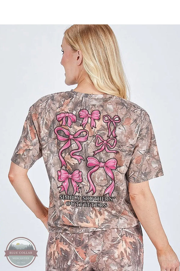 Simply Southern SS-PNKBOWS-CAMO Short Sleeve Camo T-Shirt with Pink Bows, lifestyle rear design