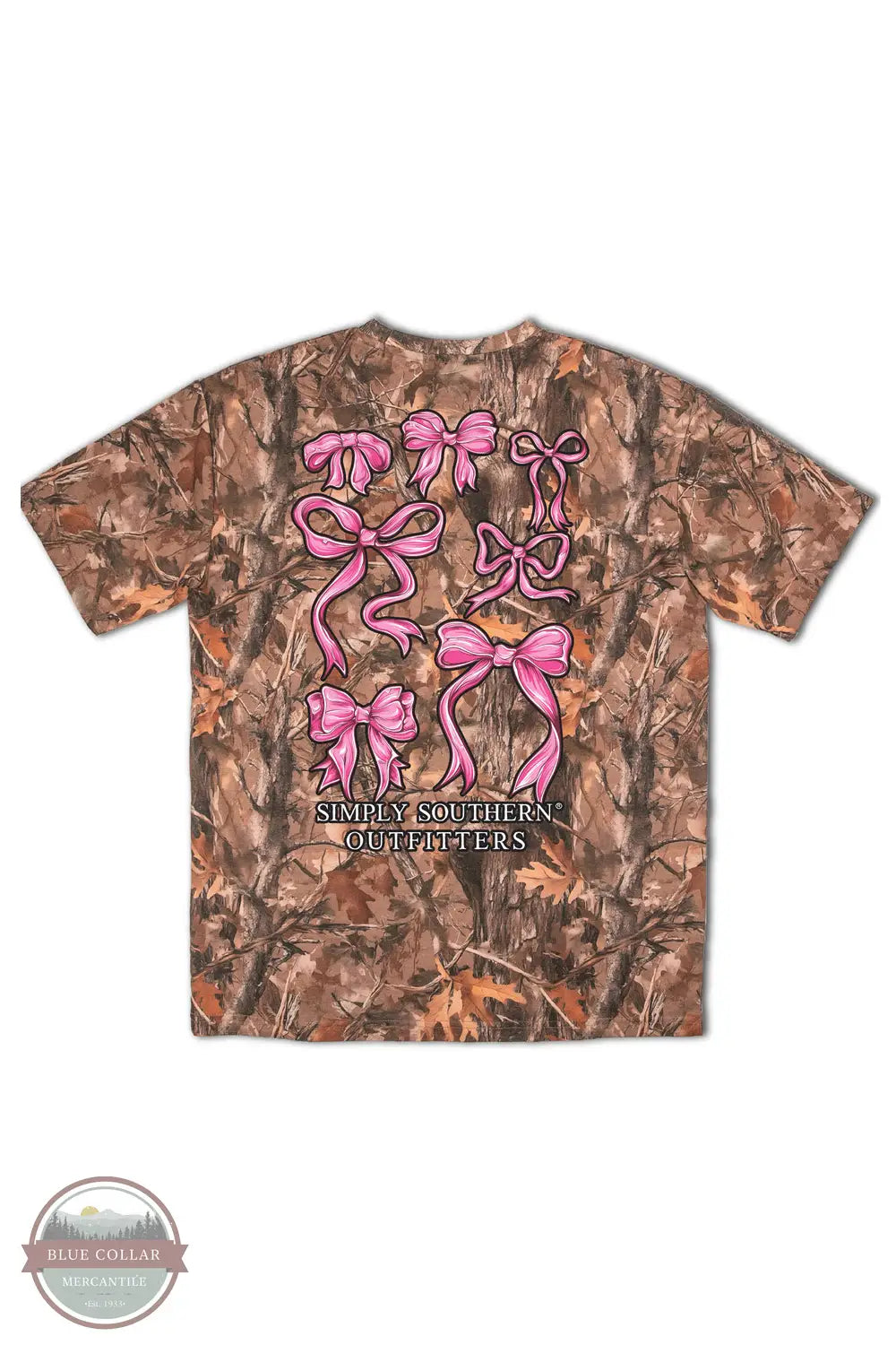 Simply Southern SS-PNKBOWS-CAMO Short Sleeve Camo T-Shirt with Pink Bows, rear design