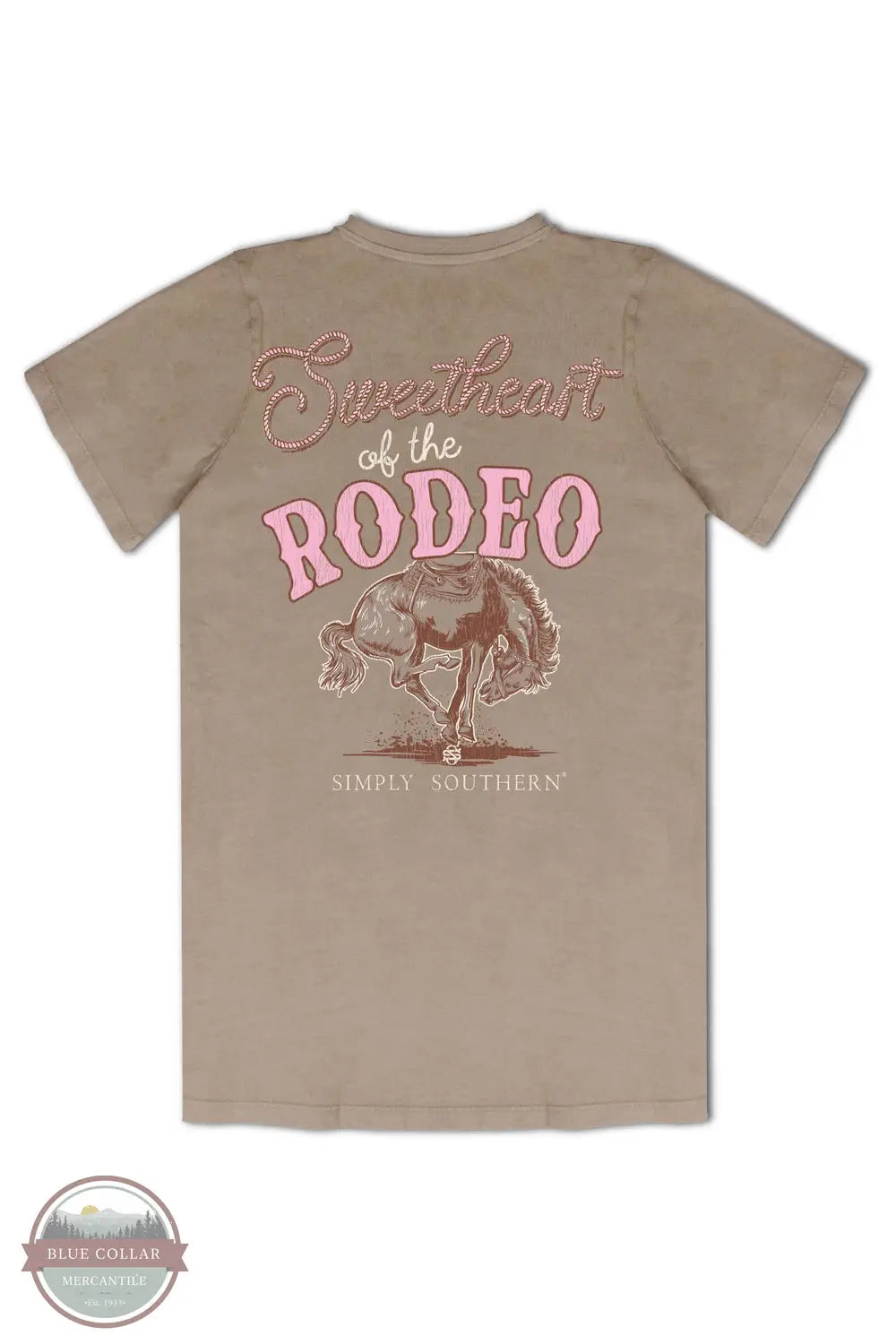 Simply Southern SS-RODEO-WSHUMBR Sweetheart Of The Rodeo Short Sleeve T-Shirt in Brown, rear