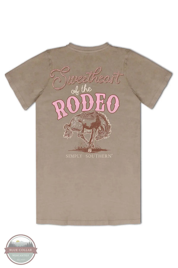 Simply Southern SS-RODEO-WSHUMBR Sweetheart Of The Rodeo Short Sleeve T-Shirt in Brown, rear