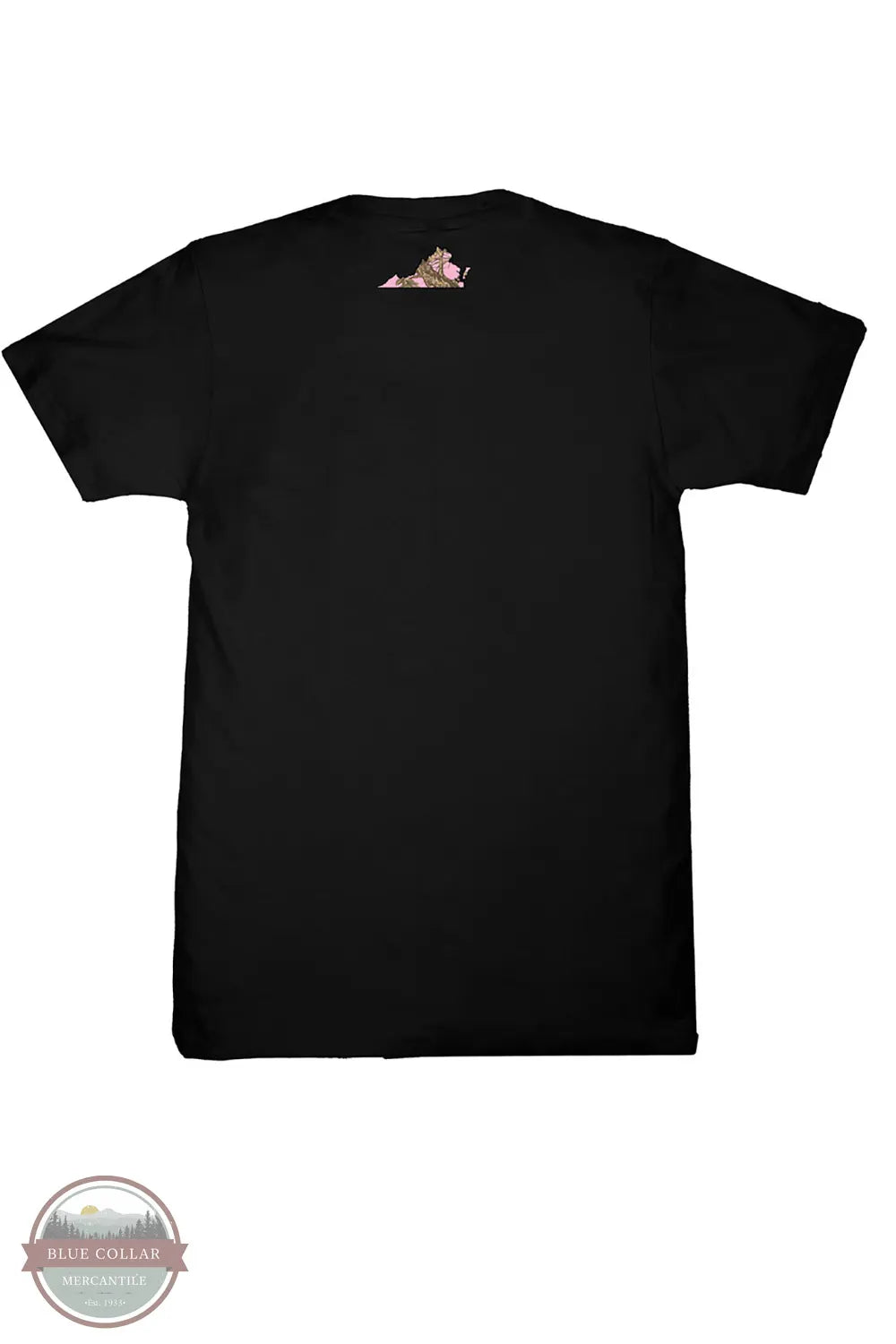 Simply Southern SS-STATE-VA-BLK Camo Virginia Short Sleeve T-Shirt back view with camo VA in pink