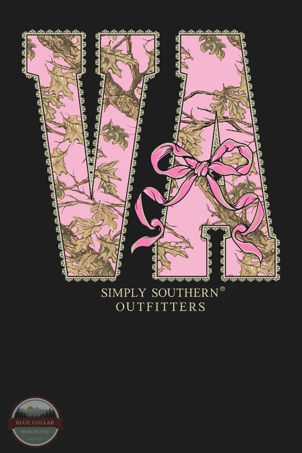 Simply Southern SS-STATE-VA-BLK Camo Virginia Short Sleeve T-Shirt VA print image