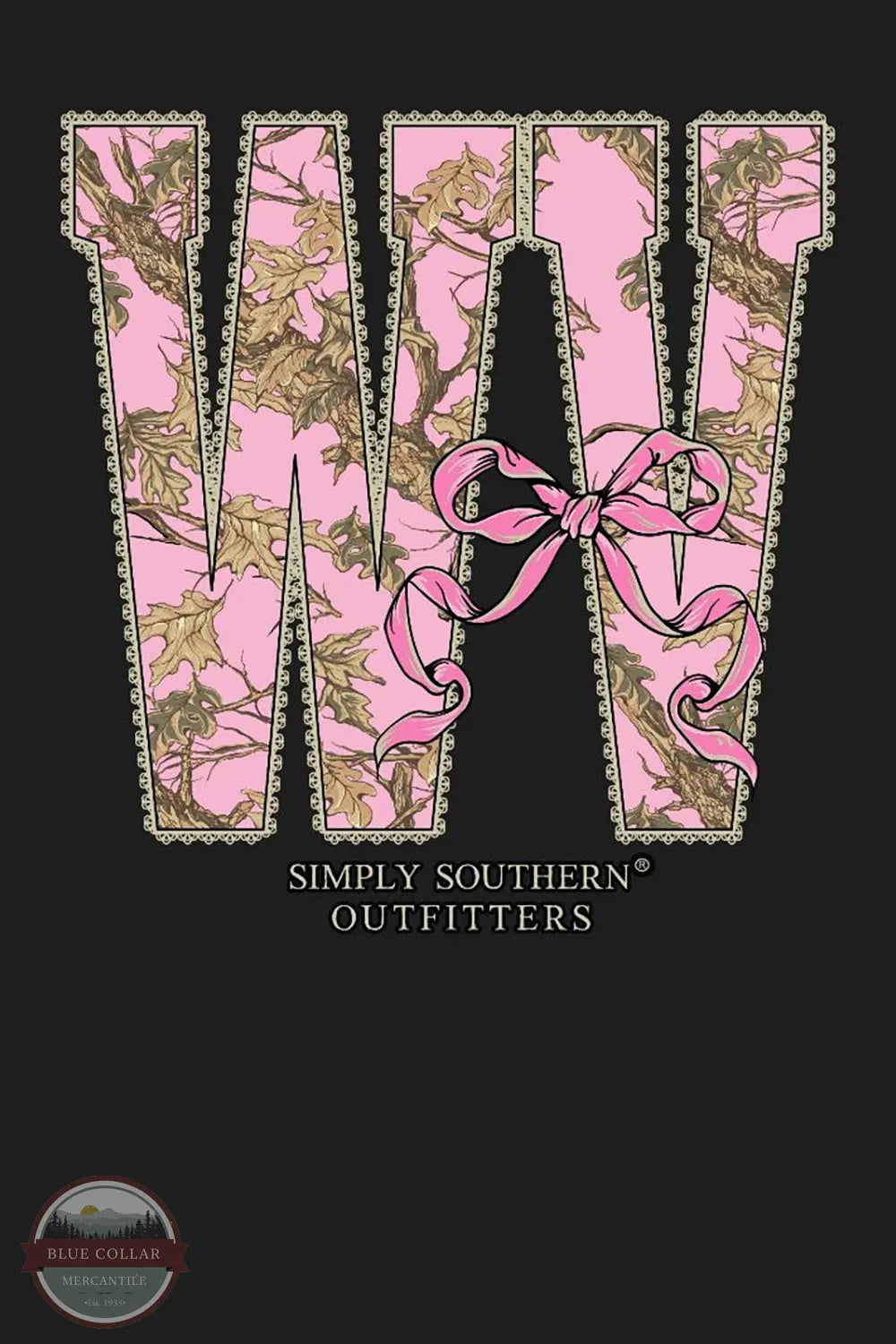 Simply Southern SS-STATE-WV-BLK Camo West Virginia Short Sleeve T-Shirt print image of WV in pink camo