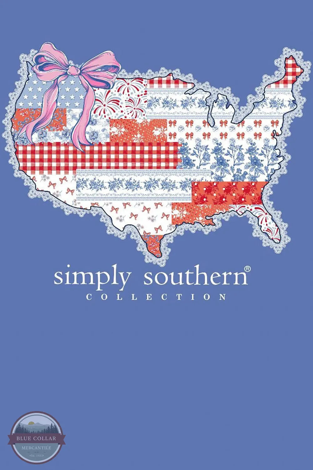 Simply Southern SS-USAPATCH-BALI Patch Work USA Map T-Shirt image printed on t-shirt