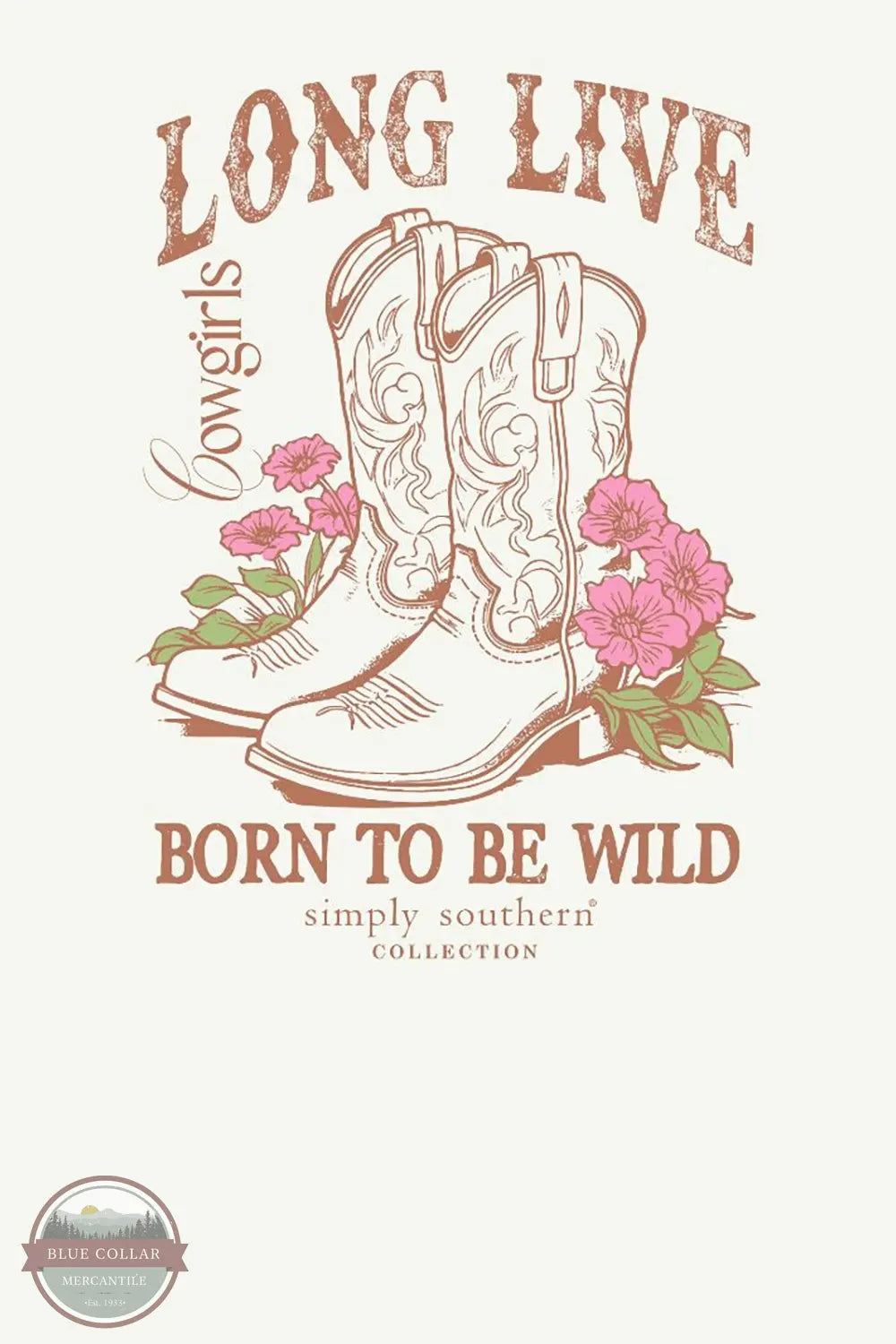 Simply Southern SS-WILD-OYSTER Long Live Cowgirl T-Shirt imprint image