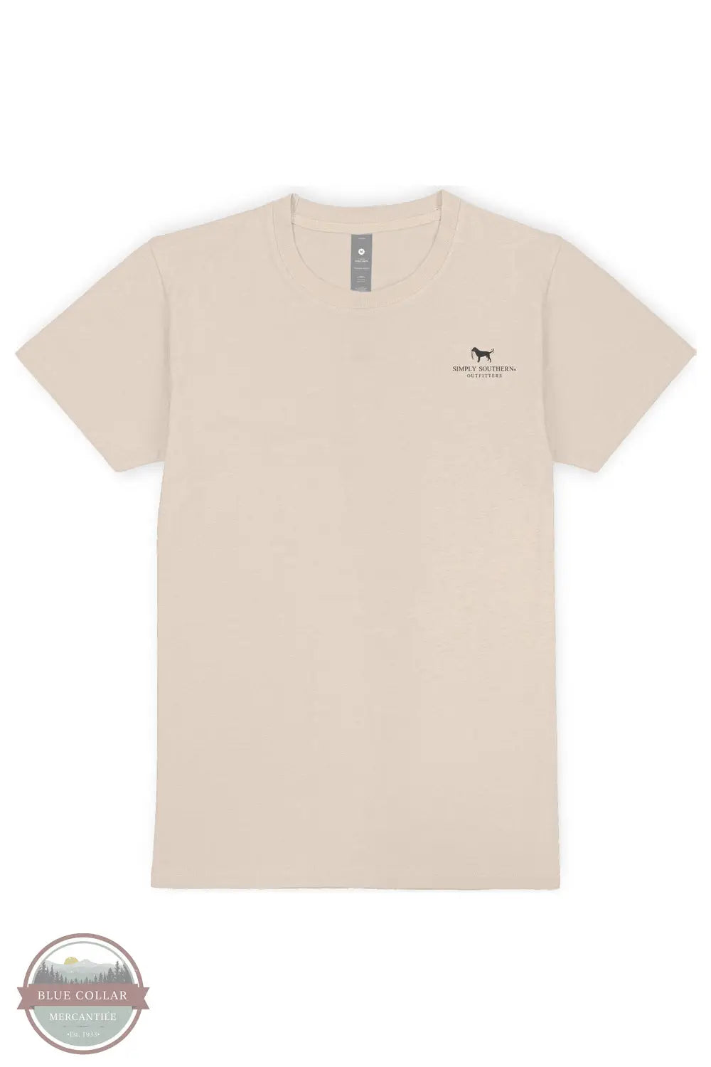 Simply Southern YTH-MN-SS-DEERDUDE-LINEN Merican' Dude Outfitter Short Sleeve T-Shirt in Tan, front