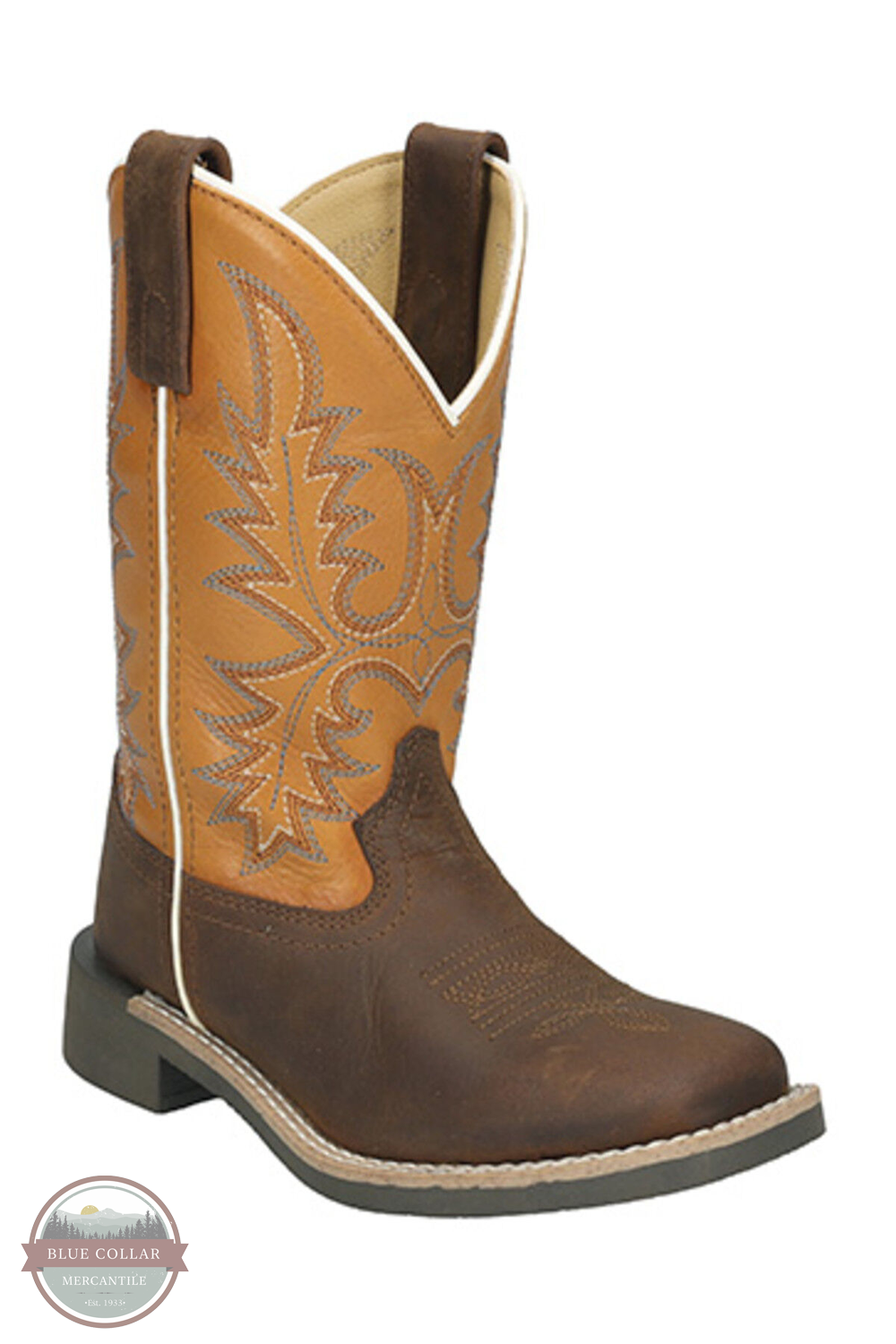 Smoky Mountain Boots 3516 Brown Oil Distress Square Toe Western Boot main view