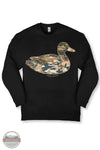 Simply Southern SWT-DUCK-BLK Camo Duck Patch Long Sleeve Sweater in Black sweatshirt shown by itself