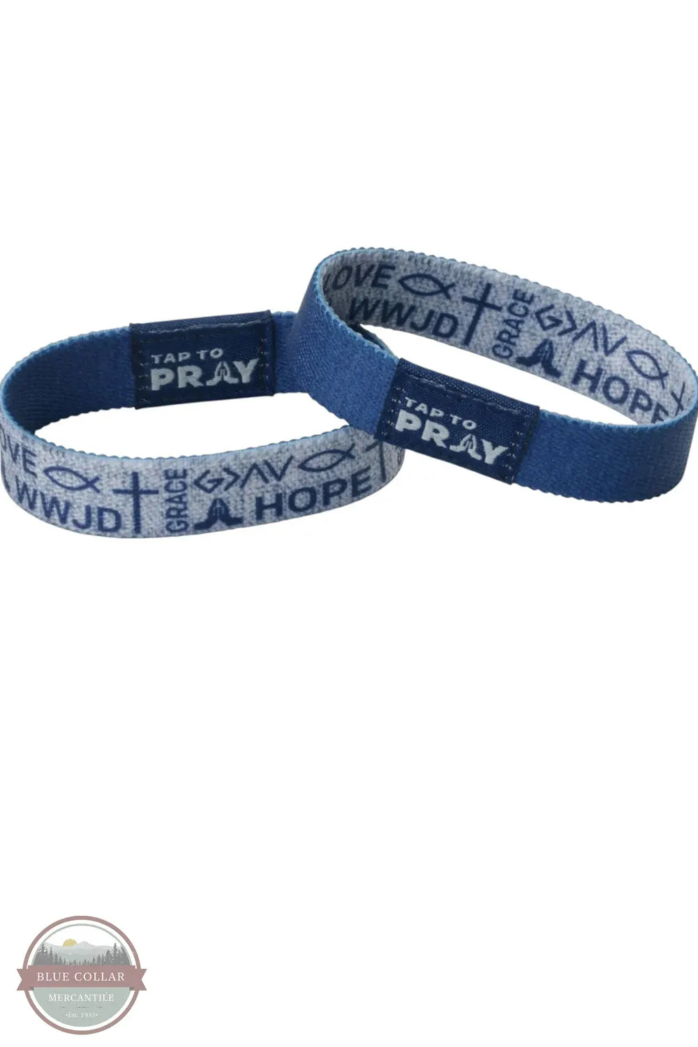 Versible's Symbols Of Faith Tap To Pray® Wristband in Navy both sides shown of the reversible wristband
