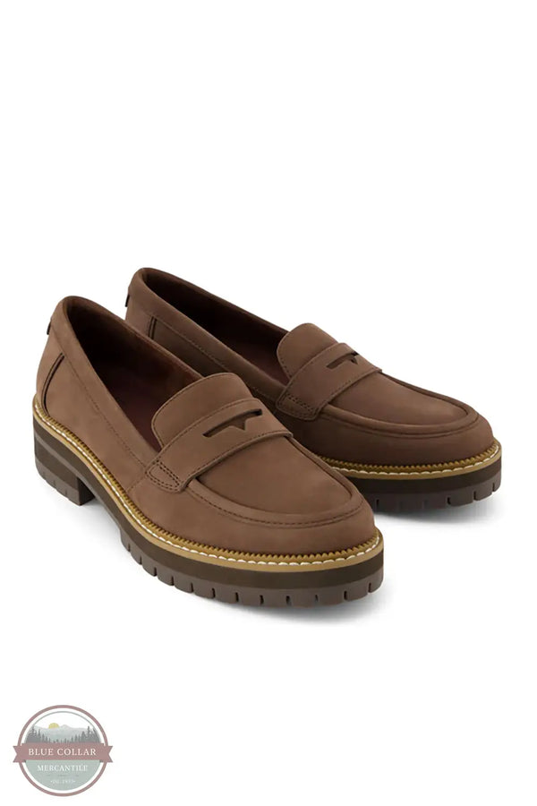 TOMS 10021357 Cara Dark Brown Leather Loafer, front