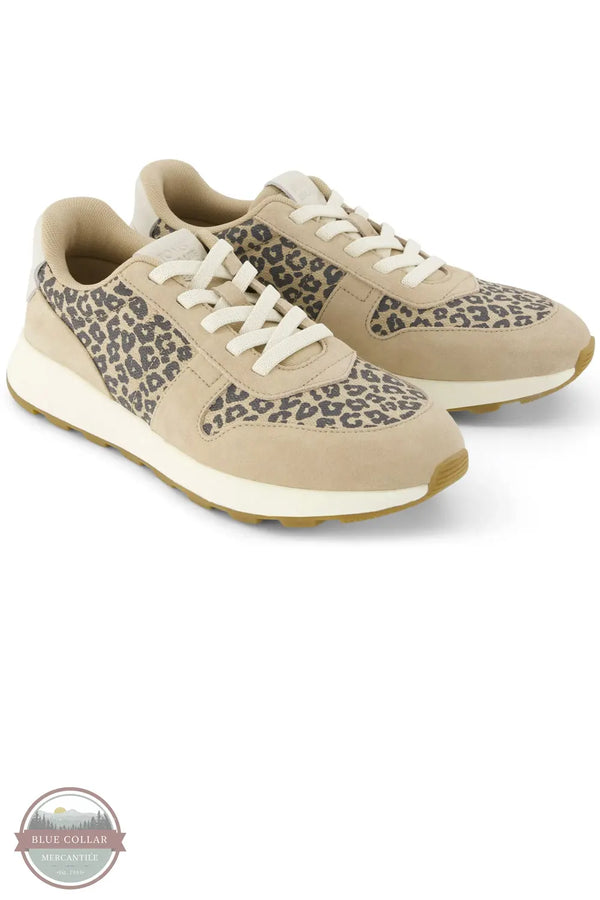 TOMS 10023135 TRVL LITE Retro Runner Sneaker Water Repellent Natural Leopard Spots front pair view