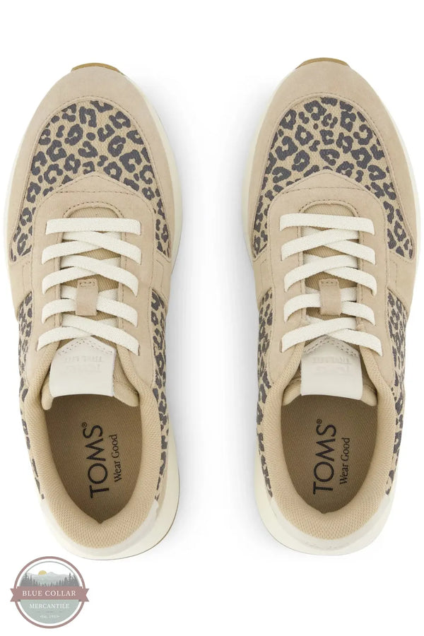 TOMS 10023135 TRVL LITE Retro Runner Sneaker Water Repellent Natural Leopard Spots birds eye view
