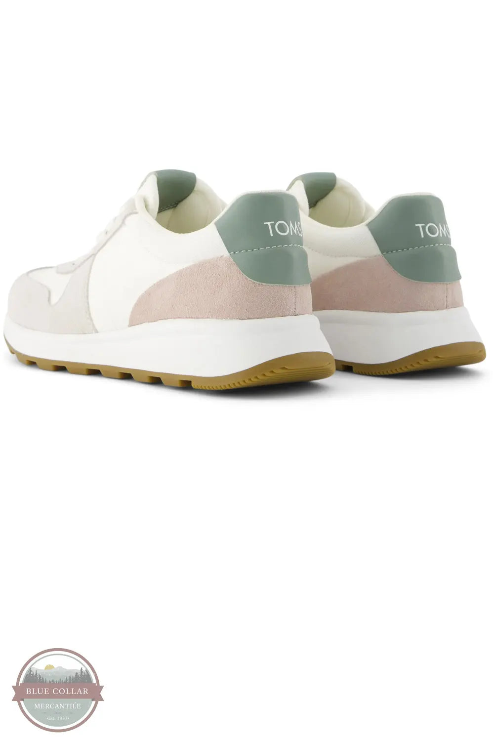 TOMS 10021428 TRVL LITE Retro Runner Sneaker - Water Repellent Natural Egret Suede back heel view