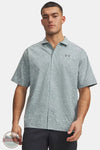 Under Armour 6009180-477 UA Explor Airvent Woven Men's Short Sleeve Shirt in Enamel Blue/Clay Green front view