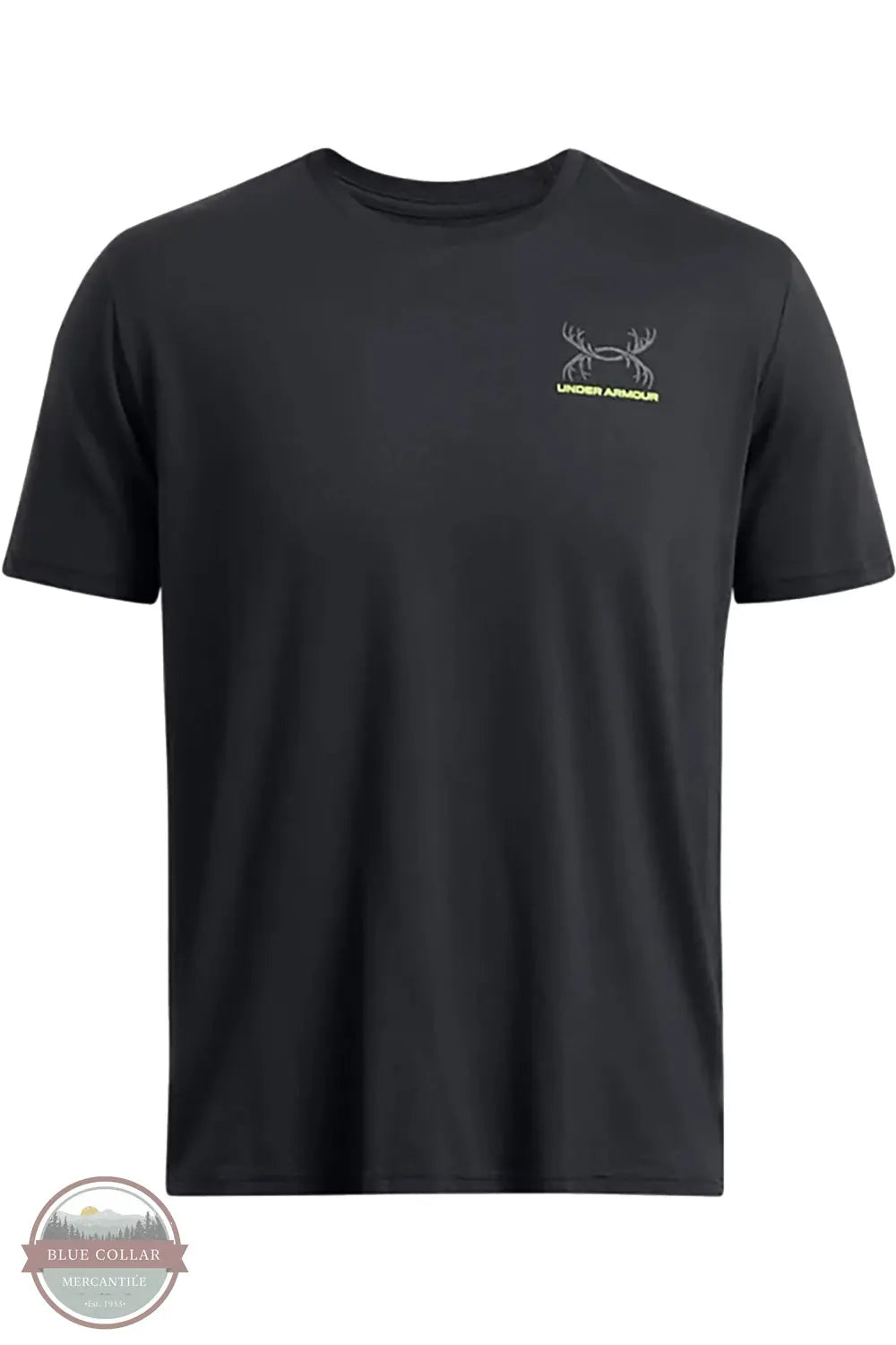 Under Armour 1386778 Men's UA Schematic White Tail Short Sleeve T-Shirt 001 Black Front view