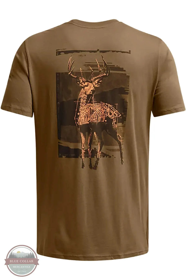 Under Armour 1386778 Men's UA Schematic White Tail Short Sleeve T-Shirt 498 Coyote/Gridiron Brown Back print view