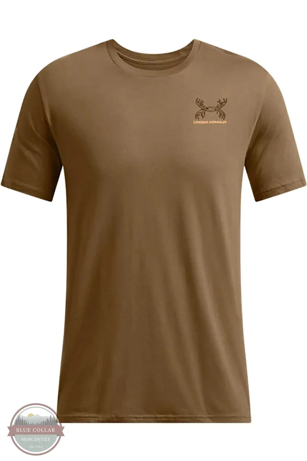 Under Armour 1386778 Men's UA Schematic White Tail Short Sleeve T-Shirt 498 Coyote/Gridiron Brown front view